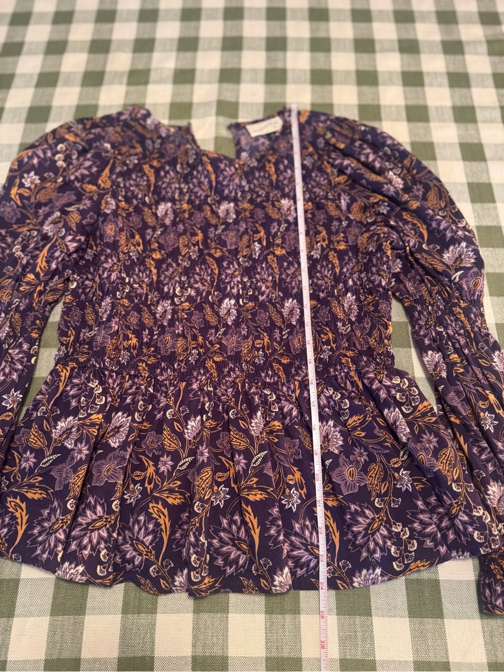 Universal Thread Purple Floral Smocked Peplum Blouse - Picture 8 of 13